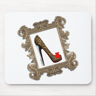 Framed Leopard Stiletto Pump Mouse Pad