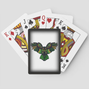Framed Majestic Emerald Owl Bicycle Playing Cards