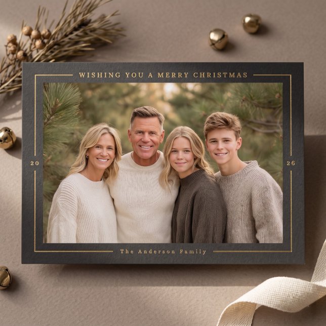 Framed Modern Christmas Photo (Simulated card on table)