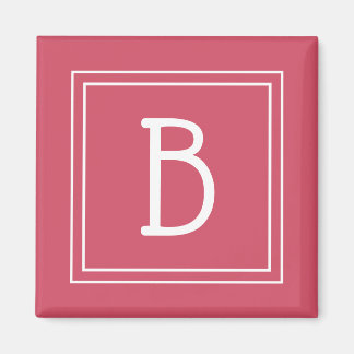 Framed Modern Monogram Letter Initial Girly Pink Magnet