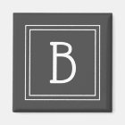 Framed Modern Monogrammed Letter Initial Grey