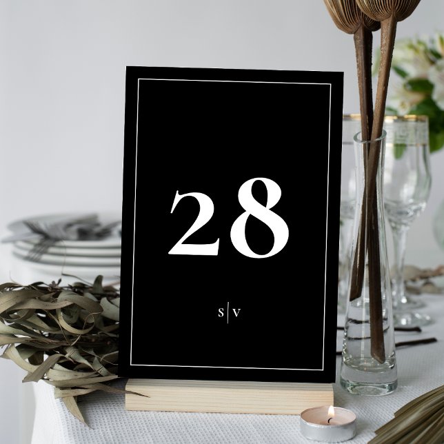 Framed | Monogram Elegant Tuxedo Black Wedding Table Number (Creator Uploaded)