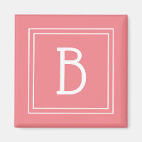 Framed Monogram Soft Pink Coral & White Initial