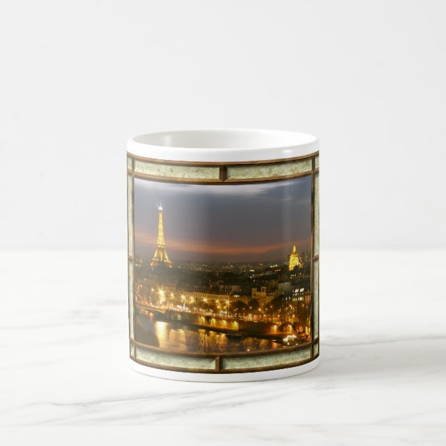 Framed Paris by Night in Rustic Frame Mug (Center)