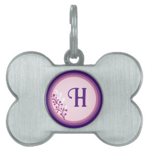 Framed Pet Tag - Add your initial - Purple