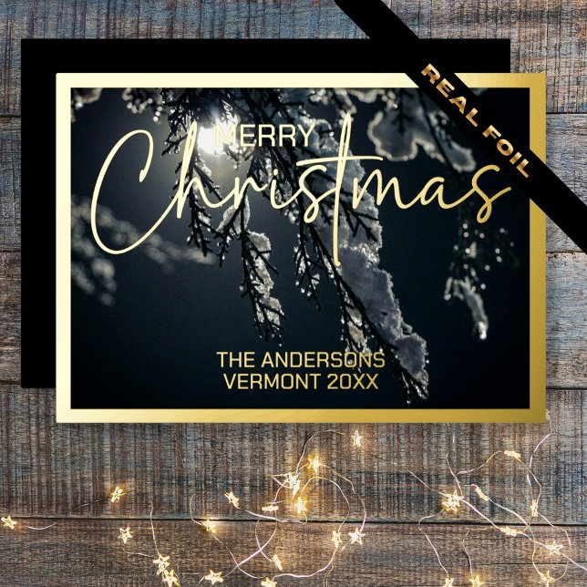 Framed Photo (Framed Photo Minimal Black Foil Holiday Card)