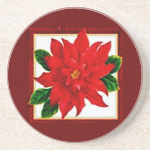 Framed Poinsettia Coaster