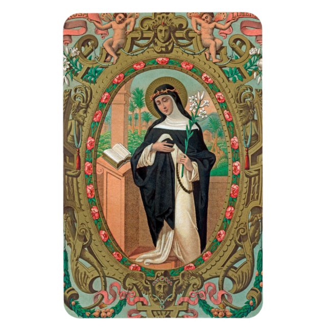 Framed Portrait of St. Rose of Lima (K 48) Magnet (Vertical)