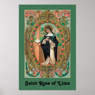 Framed Portrait of St. Rose of Lima (K 48) Poster