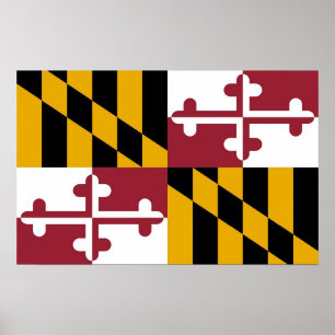 Framed print with Flag of Maryland, U.S.A.