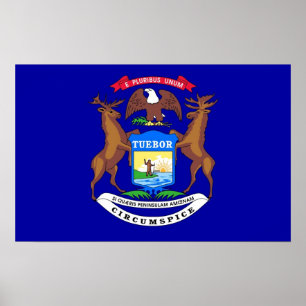 Framed print with Flag of Michigan, U.S.A.