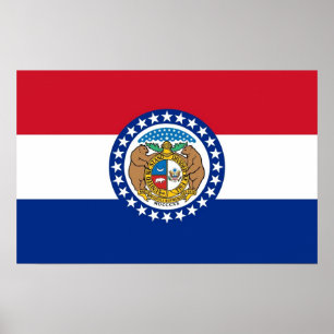 Framed print with Flag of Missouri, U.S.A.