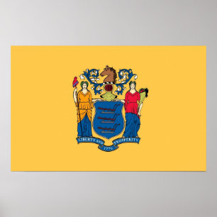 Framed print with Flag of New Jersey, U.S.A.