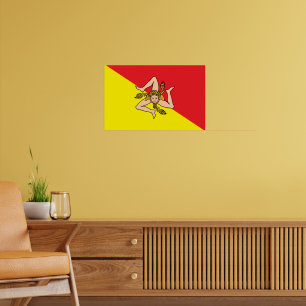 Framed print with Flag of Sicily, Italy