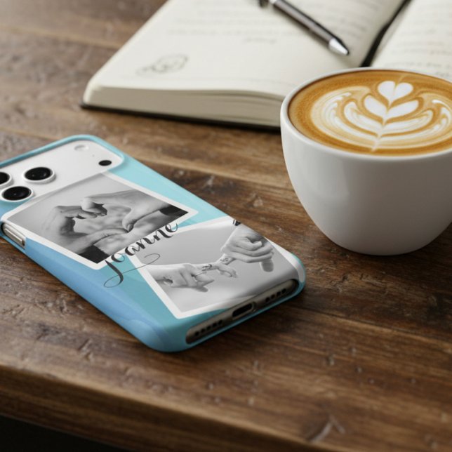 Framed Retro Photo Collage Watercolor Personalised (Coffee & Custom Style! Your Unique iPhone Case.)