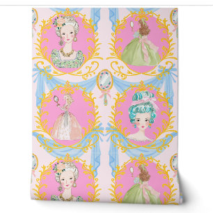 Framed Rococo Coquette Bows Marie Antoinette Wallpaper