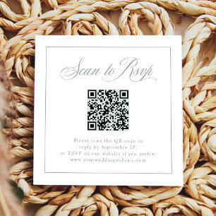 Framed Sage Green Italian Elegance   RSVP QR Code Enclosure Card
