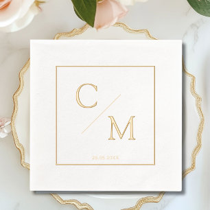 Framed Simple Elegant Monogram Wedding Foil Napkins