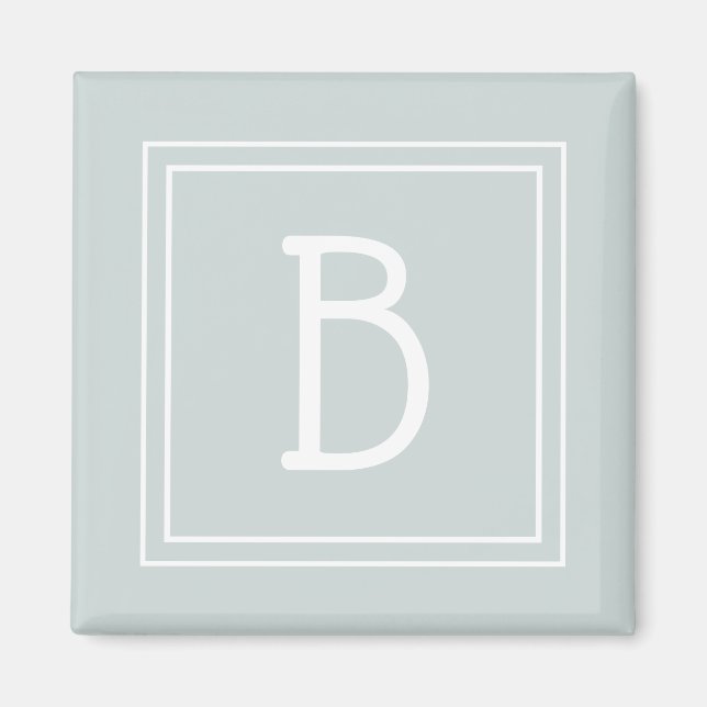 Framed Simple Monogram Letter Initial Green Magnet (Front)