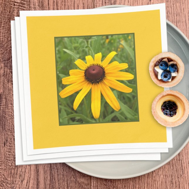 Framed Single Yellow Rudbeckia Flower Photograph Napkin (Creator Uploaded)