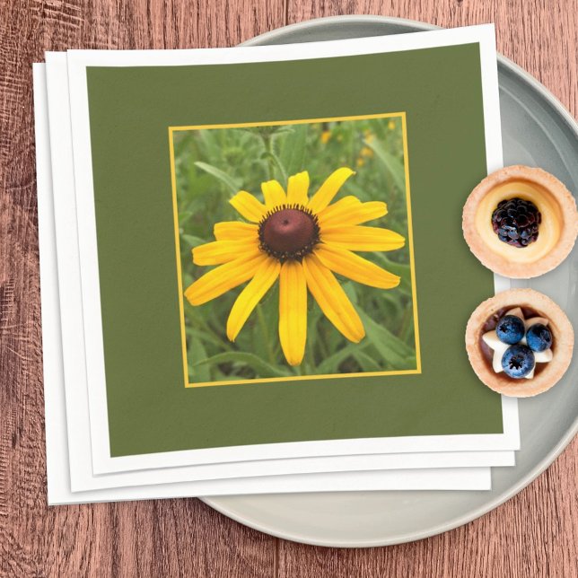Framed Single Yellow Rudbeckia Flower Photograph Napkin (Creator Uploaded)