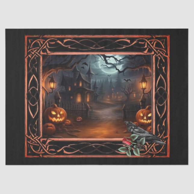 Framed Spooky Halloween Decoupage Tissue Paper (Front)