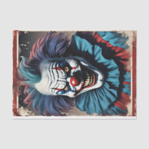 Framed Spooky Horror Halloween Clown Decoupage Tissue Paper