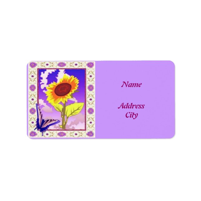 Framed Sunflower Address Label (Front)