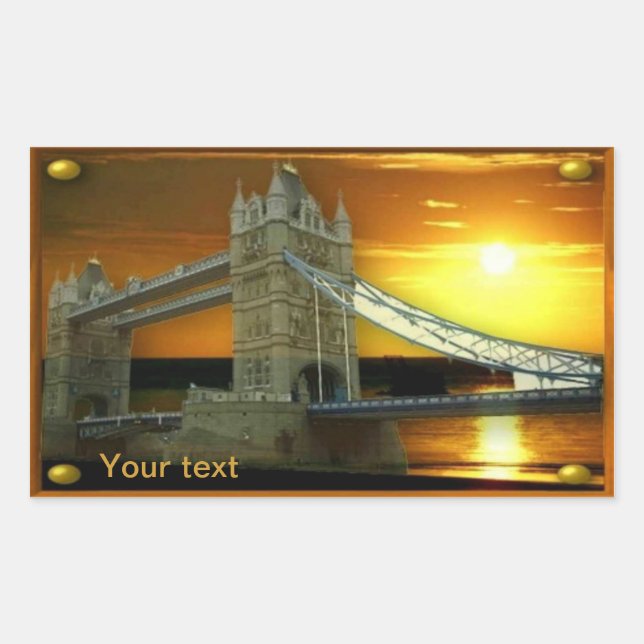 Framed Tower Bridge Sunshine Rectangular Sticker (Front)