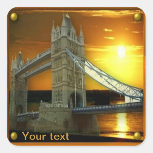 Framed Tower Bridge Sunshine Square Sticker