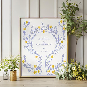 Framed Violet Fingerprint Tree Wedding Guest Book