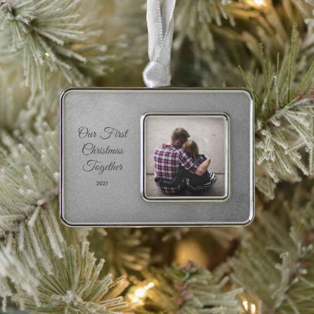 Framed Wedding Photo First Christmas Ornament (Tree)
