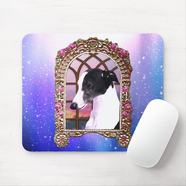 Framed Whippet Mouse Pad (With Mouse)