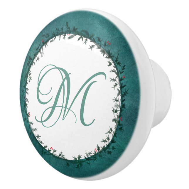Framed Wreaths of Green Ceramic Knob (Right)