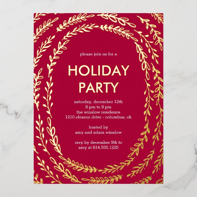 Framing Branches Foil Holiday Party Postcard (Front)