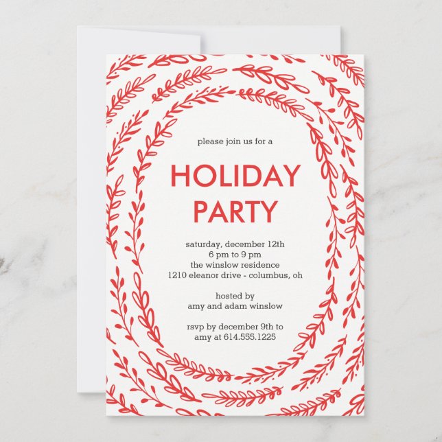 Framing Branches Modern Holiday Party Invitations (Front)