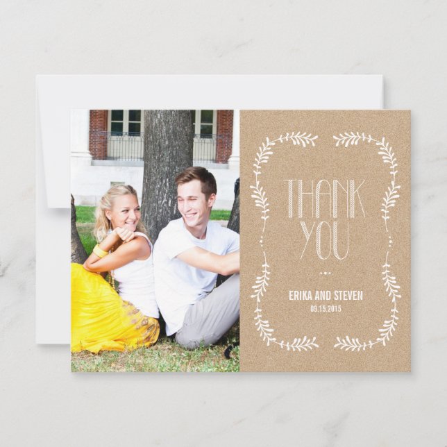Framing Leaves Wedding Photo Thank You Card Craft (Front)