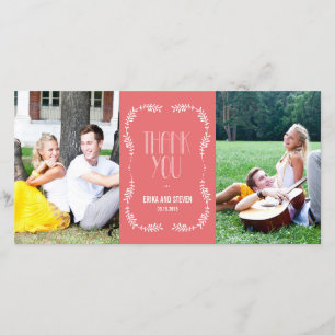 Framing Leaves Wedding Thank You Cards Salmon