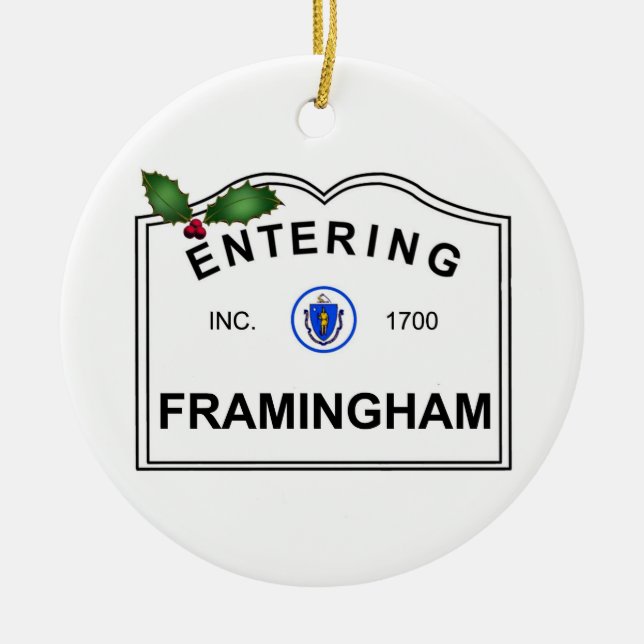 Framingham MA Ceramic Tree Decoration (Front)