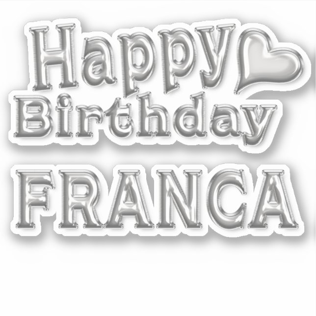 Franca Happy Birthday silver sticker (Front)