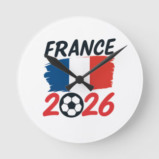 France 2026 Soccer Fan Design Flag Colors Round Clock