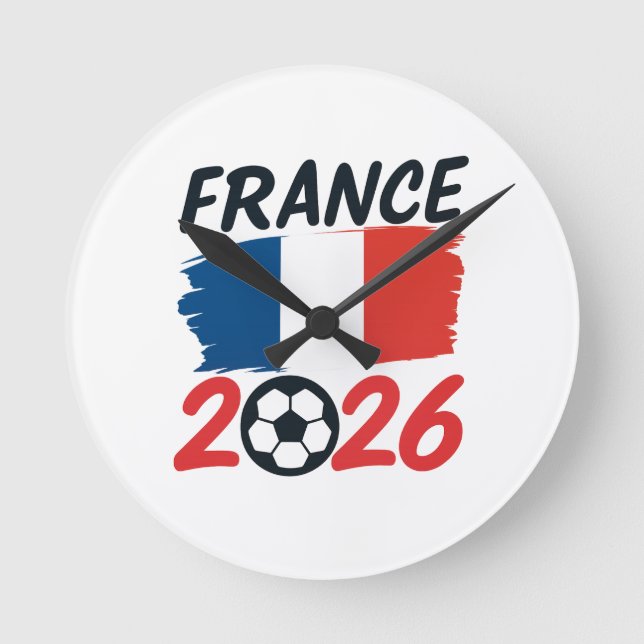 France 2026 Soccer Fan Design Flag Colors Round Clock (Front)