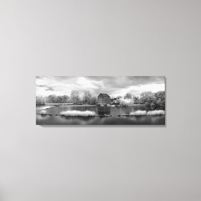 France, A Weir on the Mayenne River (version 2) Canvas Print (Front)