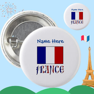 France and French Flag Blue Personalisation 3 Cm Round Badge
