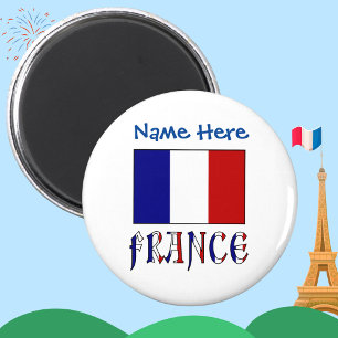 France and French Flag Blue Personalisation  Magnet