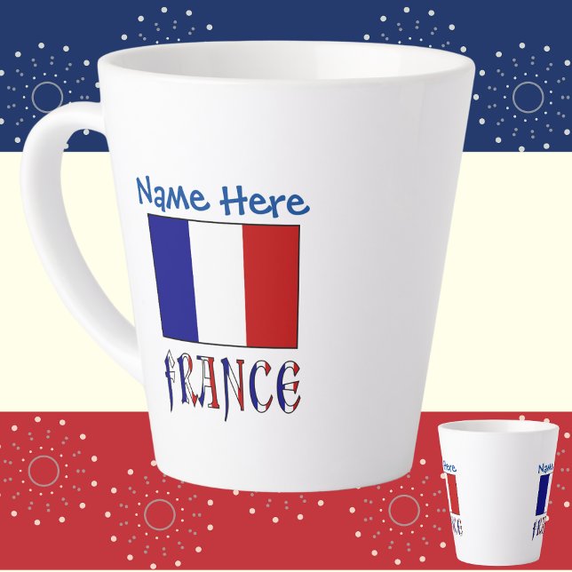 France and French Flag Blue Personalisation Small Latte Mug (Creator Uploaded)