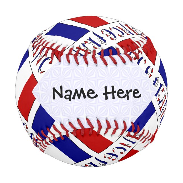 France and French Flag Tiled Personalised  Baseball (Front)