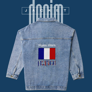 France and French Flag White Personalisation Denim Jacket