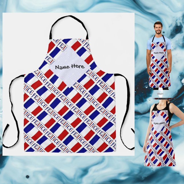 France and French Flag with Your Name Apron (Creator Uploaded)