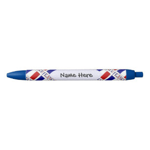 France and French Flag with Your Name Black Ink Pen